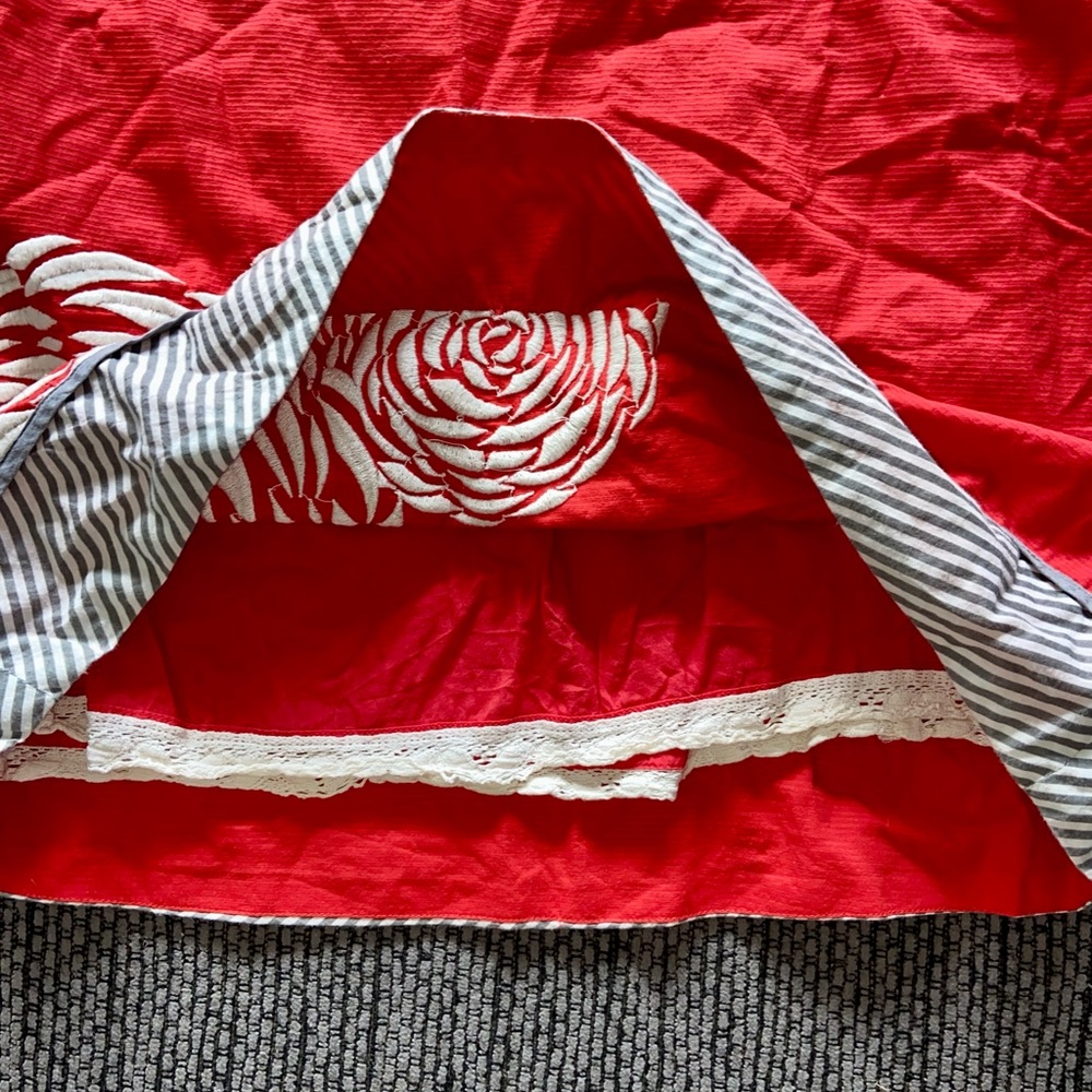 Anthropologie Red A-Line Skirt with Floral Design - Picture 2 of 4